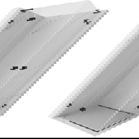 Mexen Lunar L Sprchový kout Duo s levými dveřmi 120 x 80 cm, čirý, černý - 834L-120L-080P-70-00