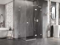 Mexen Lunar L sprchový kout s otevíráním doprava 100 x 80 cm, čirý, bílý - 834L-100-080-20-00-P