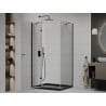 Mexen Roma sprchový kout otevírací 90 x 120 cm, transparentní, černý + vanička Flat, černá - 854-090-120-70-00-4070B