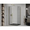Mexen Roma sprchový kout otevírací 120 x 90 cm, transparentní, zlatý + vanička Flat, černý - 854-120-090-50-00-4070G