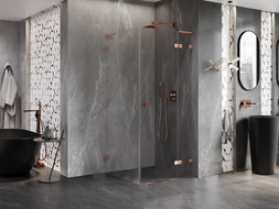 Mexen Lunar L sprchový kout pravý 70 x 70 cm, transparentní, růžové zlato - 834L-070-070-60-00-P