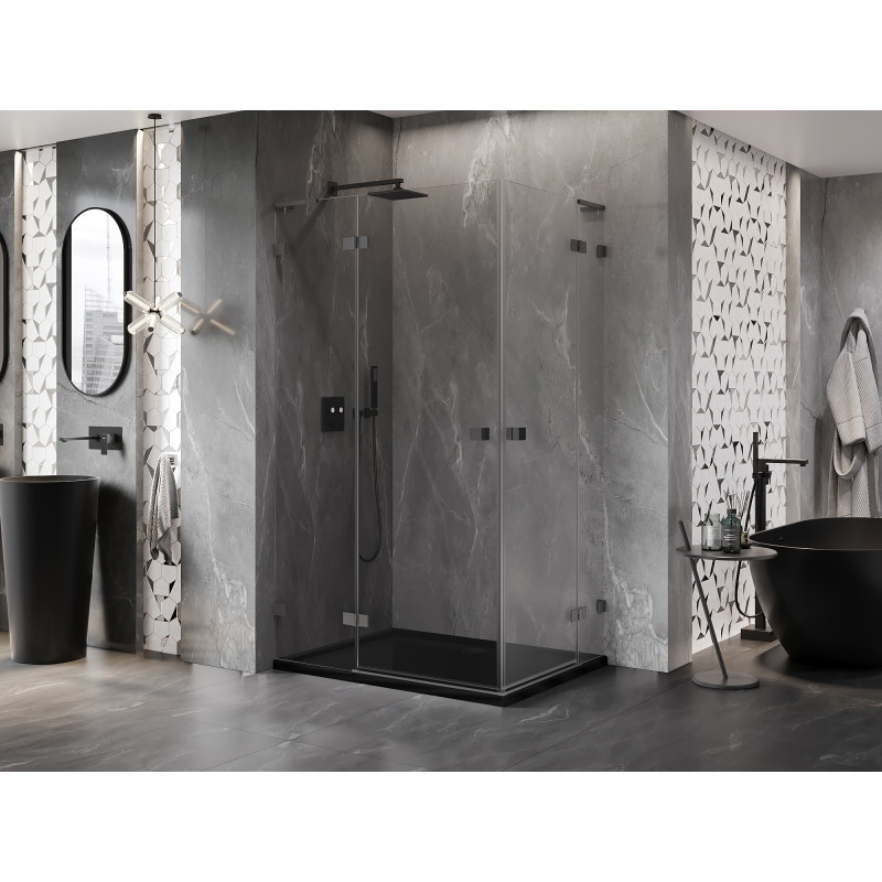 Mexen Lunar L Duo sprchový kout s otvíracími dveřmi levý 90 x 80 cm, transparentní, gun metal - 834L-090L-080P-95-00
