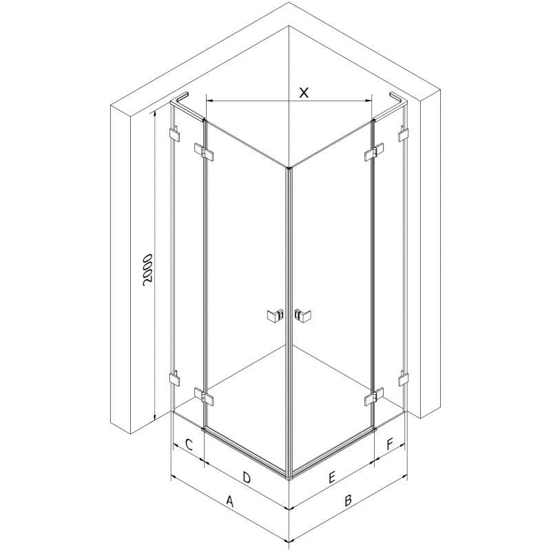 Mexen Lunar L Duo sprchový kout s otevíracími dveřmi levý 95 x 70 cm, transparentní, gun metal - 834L-095L-070P-95-00