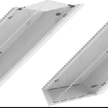 Mexen Lunar L sprchový kout výklopný pravý 80 x 80 cm, transparentní, kartáčovaná šedá - 834L-080-080-66-00-P