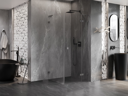 Mexen Lunar L sprchový kout výklopný pravý 80 x 80 cm, transparentní, gun metal - 834L-080-080-95-00-P