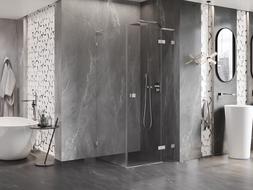 Mexen Lunar L sprchová zástěna pravá 70 x 70 cm, transparentní, kartáčovaný nikl - 834L-070-070-97-00-P