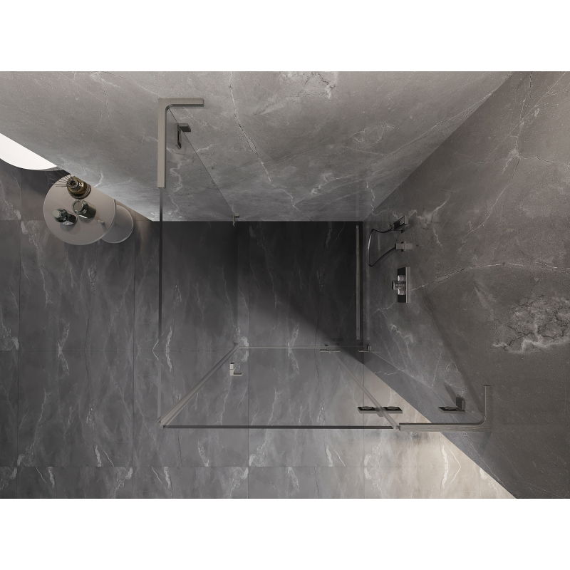 Mexen Lunar L sprchový kout otočný pravý 90 x 90 cm, transparentní, kartáčovaný nikl - 834L-090-090-97-00-P