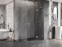 Mexen Lunar L sprchový kout otevíratelný pravý 95 x 90 cm, transparentní, kartáčovaný nikl - 834L-095-090-97-00-P