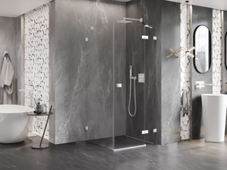 Mexen Lunar sprchový kout otočný pravý 100 x 100 cm, transparentní, bílý - 834-100-100-20-00-P