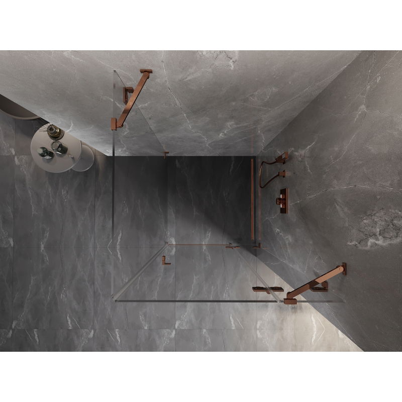 Mexen Lunar sprchový kout otevírací pravý 90 x 90 cm, transparentní, růžové zlato - 834-090-090-60-00-P