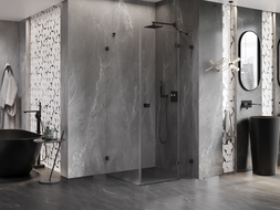 Mexen Lunar sprchový kout otevírací pravý 90 x 90 cm, transparentní, černý - 834-090-090-70-00-P