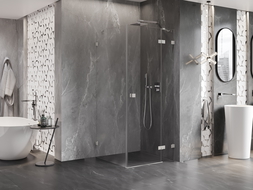 Mexen Lunar sprchová kabina výklopná pravá 70 x 70 cm, transparentní, kartáčovaný nikl - 834-070-070-97-00-P