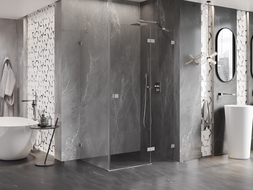 Mexen Lunar sprchová kabina otočná pravá 100 x 80 cm, transparentní, kartáčovaný nikl - 834-100-080-97-00-P