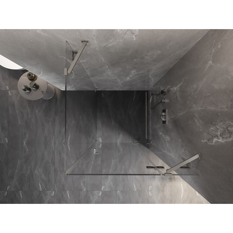 Mexen Lunar sprchová kabina s pravými otevíracími dveřmi 90 x 90 cm, průhledná, kartáčovaný nikl - 834-090-090-97-00-P