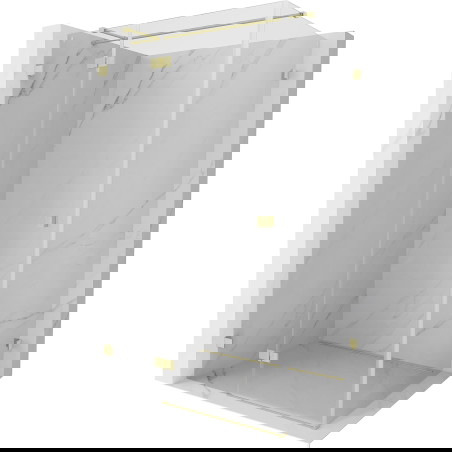 Mexen Lunar T sprchový kout s otočnými dveřmi vlevo 125 x 120 cm, průhledný, zlatý kartáčovaný - 834T-125-120-55-00-L