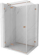 Mexen Lunar T sprchový kout otvíravý levý 135 x 120 cm, transparentní, kartáčovaná měď - 834T-135-120-65-00-L