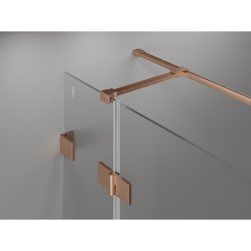 Mexen Lunar T sprchový kout otvíravý levý 135 x 120 cm, transparentní, kartáčovaná měď - 834T-135-120-65-00-L