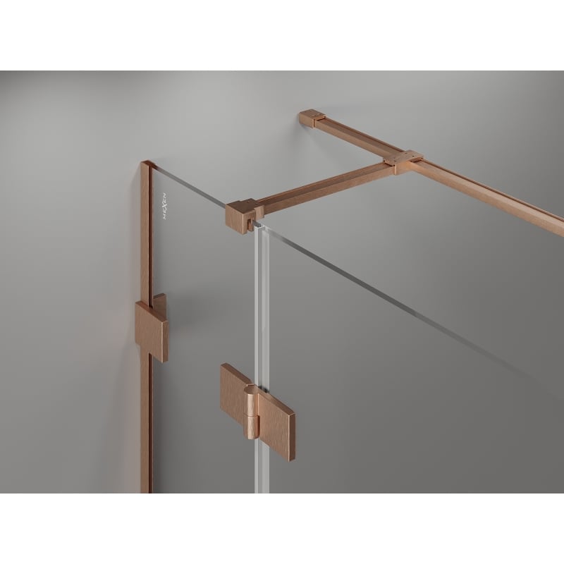 Mexen Lunar T sprchový kout otvíravý levý 135 x 120 cm, transparentní, kartáčovaná měď - 834T-135-120-65-00-L