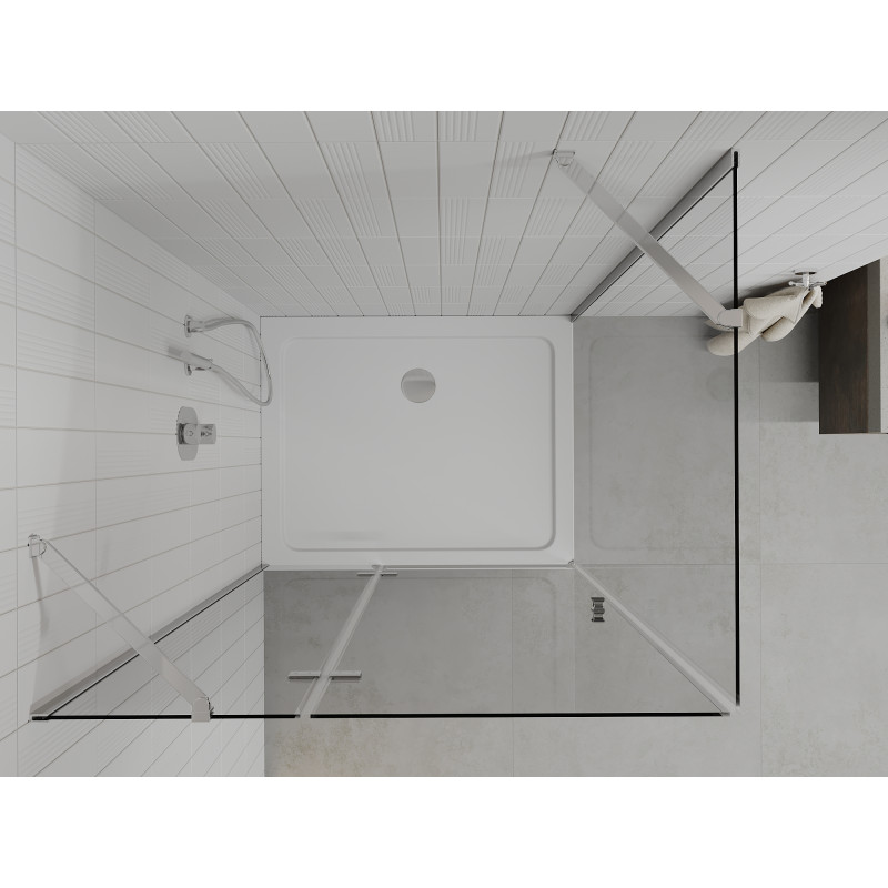 Mexen Roma sprchový kout s otevíracími dveřmi 100 x 80 cm, transparentní, chrom + vanička Flat - 854-100-080-01-00-4010
