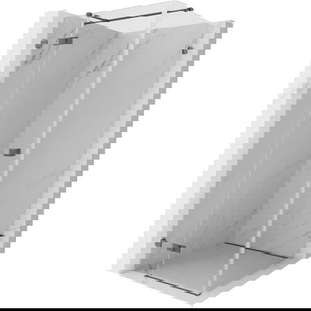 Mexen Lunar T sprchový kout s vyklápěcími dveřmi vlevo 120 x 120 cm, průhledný, kartáčovaný gun gray