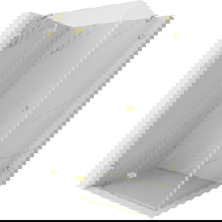 Mexen Lunar levá sklápěcí sprchová kabina 100 x 90 cm, transparentní, zlatá kartáčovaná - 834-100-090-55-00-L