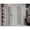 Mexen Roma sprchový kout s otevíracími dveřmi 90 x 80 cm, čirý, zlatý + Flat sprchová vanička - 854-090-080-50-00-4010