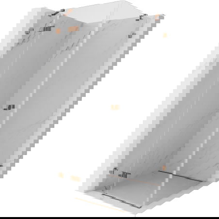 Mexen Lunar sprchová kabina sklápěcí levá 100 x 100 cm, transparentní, růžové zlato - 834-100-100-60-00-L