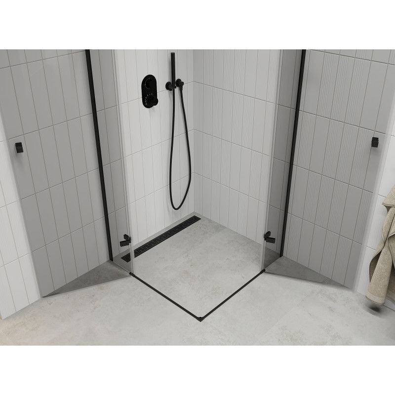 Mexen Roma Duo otočná sprchová kabina 80 x 80 cm, transparentní, černá - 854-080-080-70-00-02