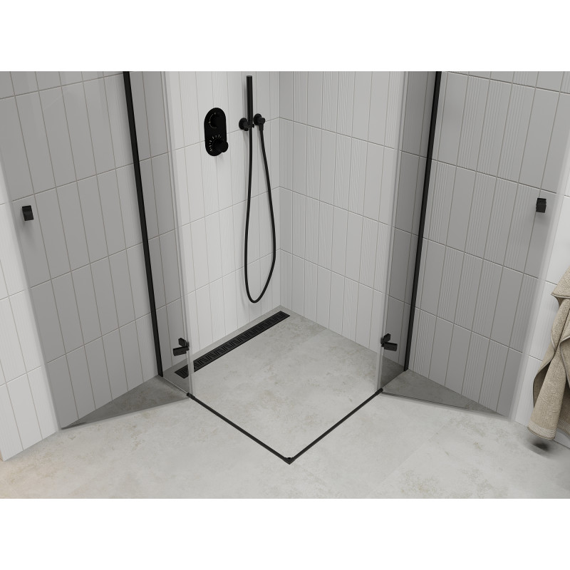 Mexen Roma Dvojitá sprchová kabina otevíratelná 80 x 80 cm, transparentní, černá - 854-080-080-70-00-02
