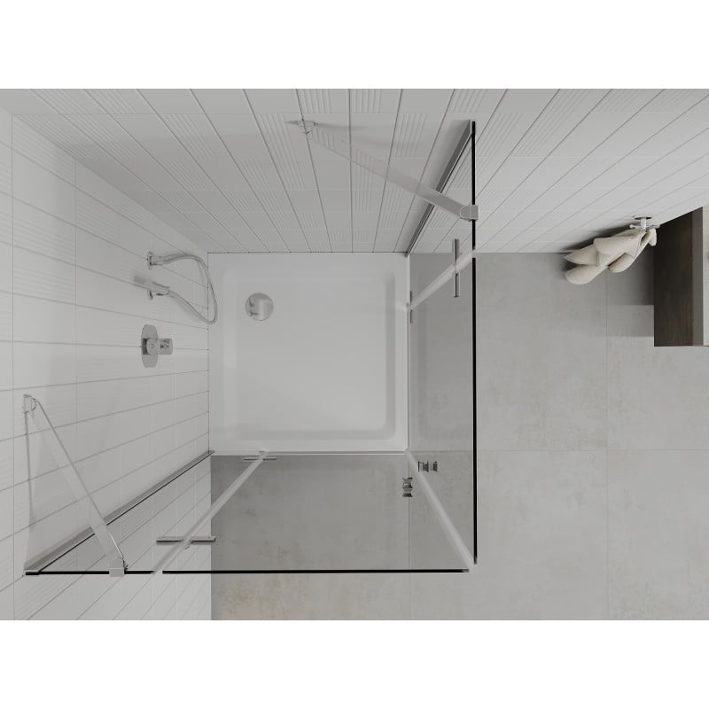 Mexen Roma Duo sprchový kout otočný 80 x 80 cm, transparentní, chrom + vanička Flat - 854-080-080-01-02-4010