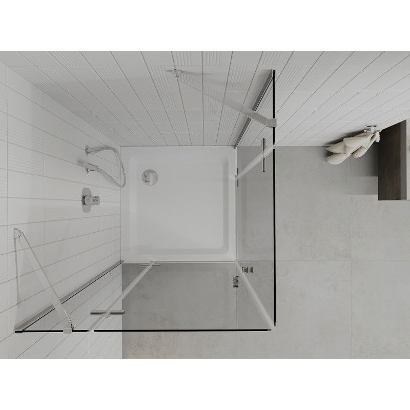Mexen Roma Duo sprchový kout s otevíráním 90 x 90 cm, průhledný, chrom + vanička Flat - 854-090-090-01-02-4010