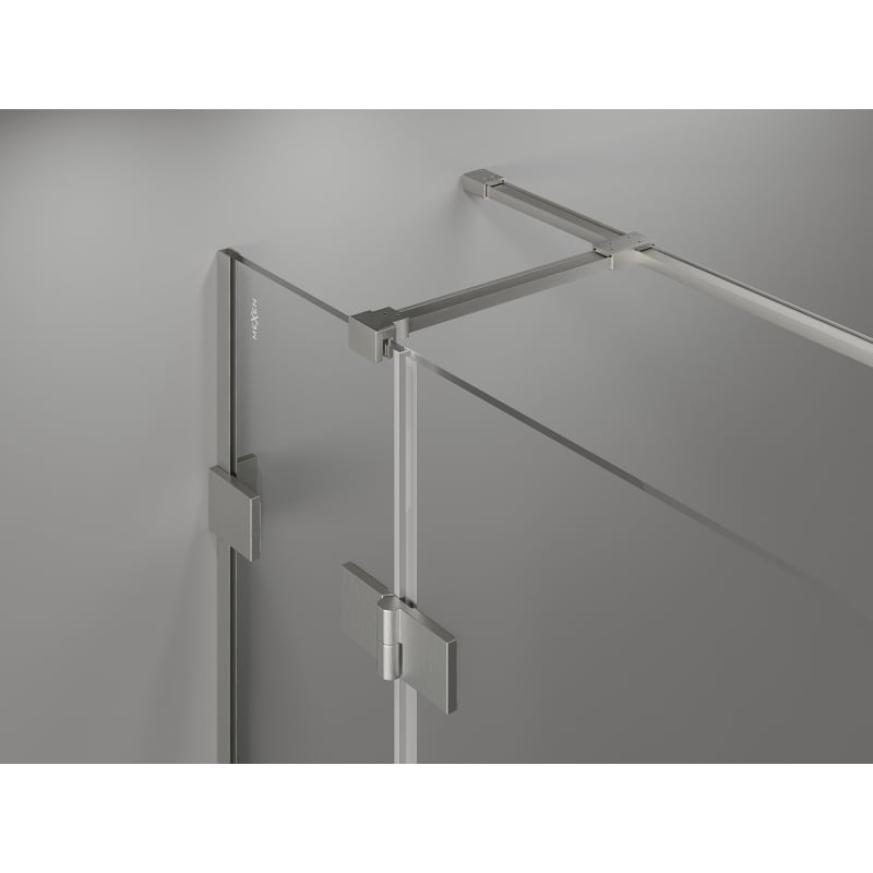 Mexen Lunar T sprchový kout s výklopnými dveřmi levý 130 x 120 cm, transparentní, kartáčovaný nikl