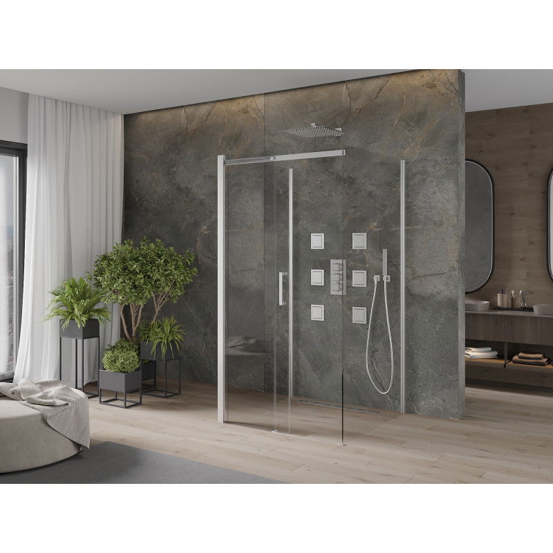 Mexen Omega-3S sprchový kout 3-stěnný, posuvný 100 x 100 cm, transparentní, chrom - 825-100-100-01-00-3S