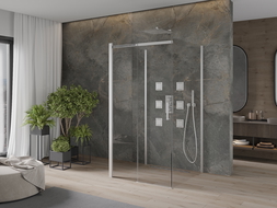 Mexen Omega-3S sprchový kout 3-stěnný, posuvný 100 x 100 cm, transparentní, chrom - 825-100-100-01-00-3S