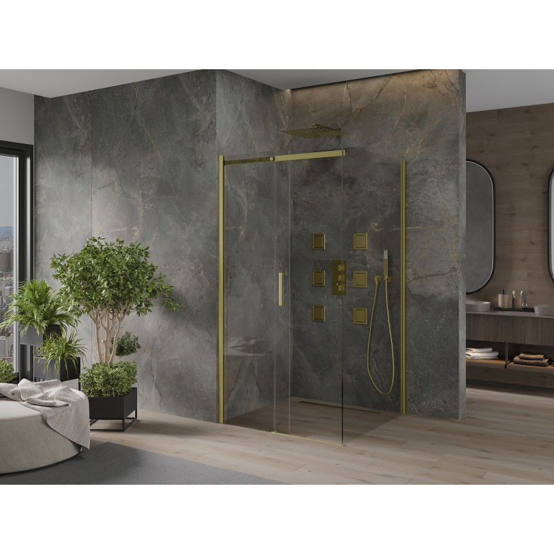Mexen Omega sprchová kabina posuvná 100 x 100 cm, transparentní, zlatá - 825-100-100-50-00