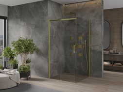 Mexen Omega sprchová kabina posuvná 100 x 100 cm, transparentní, zlatá - 825-100-100-50-00