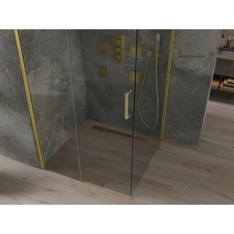 Mexen Omega posuvná sprchová kabina 100 x 100 cm, transparentní, zlatá - 825-100-100-50-00
