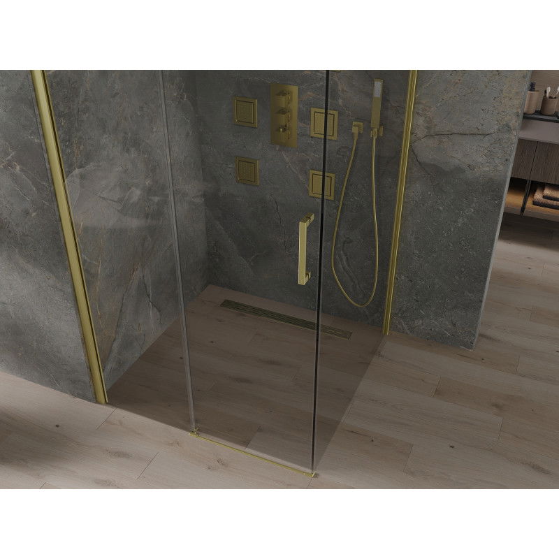 Mexen Omega sprchová kabina posuvná 100 x 100 cm, transparentní, zlatá - 825-100-100-50-00