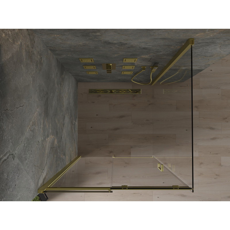 Mexen Omega posuvná sprchová kabina 100 x 100 cm, transparentní, zlatá - 825-100-100-50-00