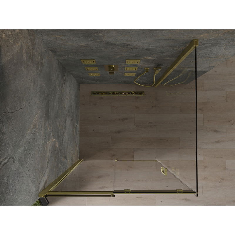 Mexen Omega sprchová kabina posuvná 100 x 100 cm, transparentní, zlatá - 825-100-100-50-00