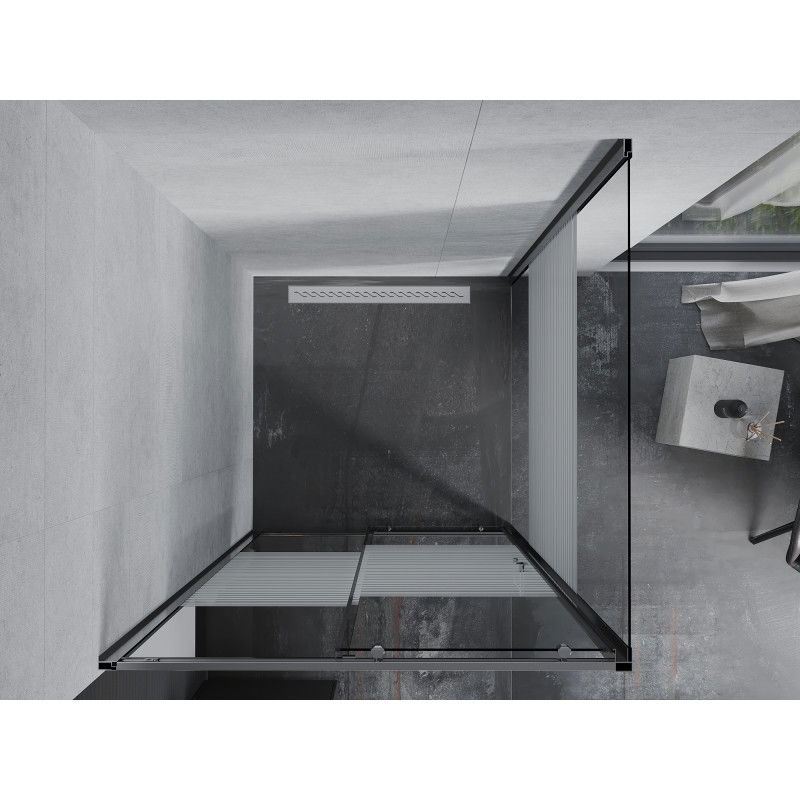 Mexen Apia posuvná sprchová kabina 90 x 90 cm, bílé pruhy, chrom - 840-090-090-01-20