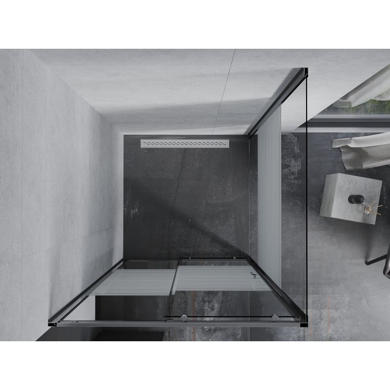 Mexen Apia sprchový kout posuvný 90 x 90 cm, bílé pruhy, chrom - 840-090-090-01-20