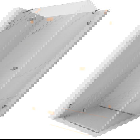 Mexen Lunar sprchová zástěna otočná levá 100 x 90 cm, transparentní, kartáčovaná měď - 834-100-090-65-00-L