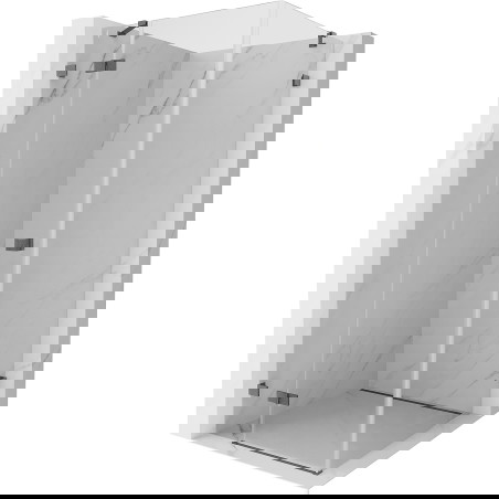 Mexen Lunar sprchový kout otočný levý 90 x 90 cm, transparentní, kartáčovaná gun gray - 834-090-090-66-00-L