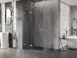 Mexen Lunar sprchový kout jednokřídlý levý 75 x 70 cm, transparentní, kartáčovaný nikl - 834-075-070-97-00-L