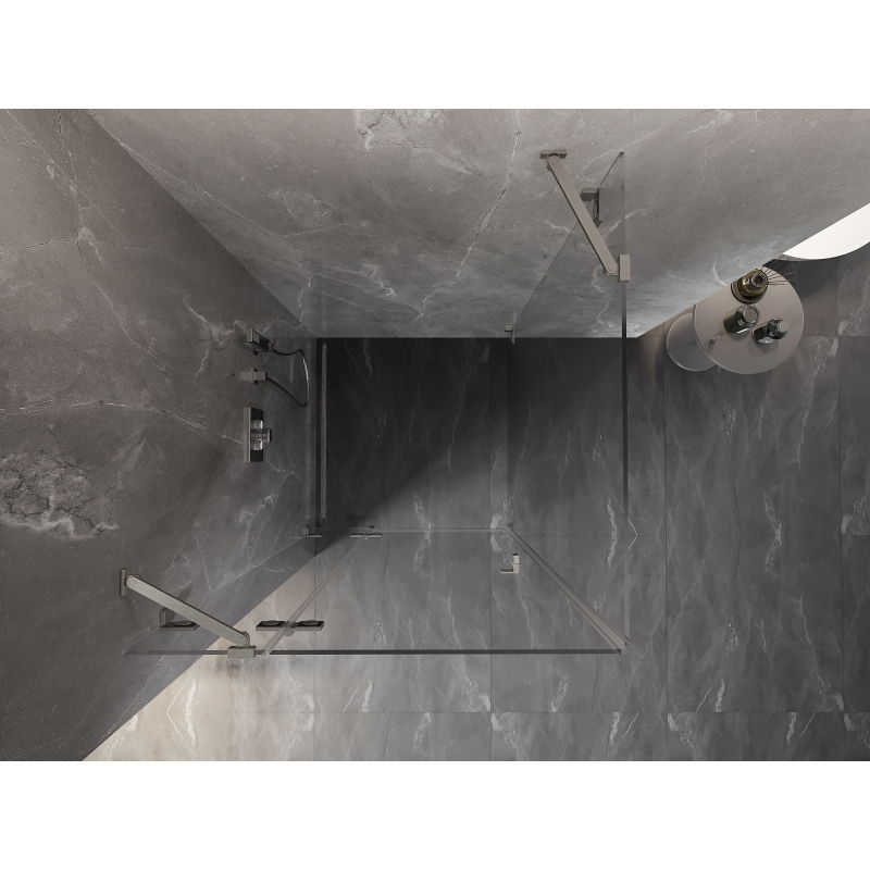 Mexen Lunar sprchový kout s výklopnými dveřmi levý 90 x 90 cm, transparentní, kartáčovaný nikl - 834-090-090-97-00-L