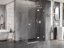 Mexen Lunar T sprchový kout otočný pravý 130 x 90 cm, průhledný, bílý - 834T-130-090-20-00-P