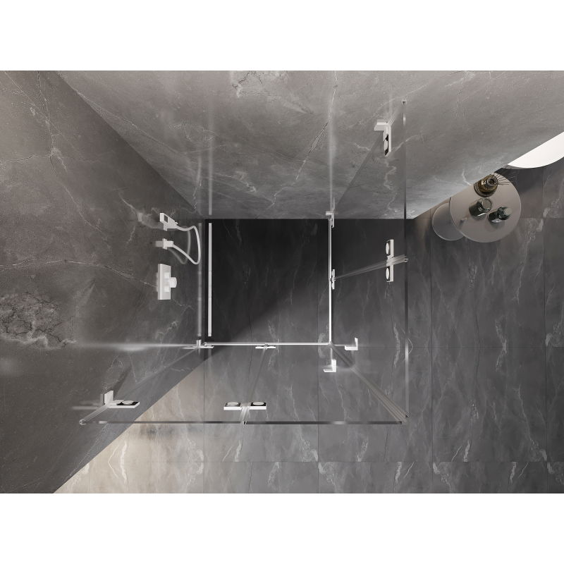 Mexen Lunar-F Duo skládací sprchová kabina 90 x 90 cm, transparentní, bílá - 836-090L-090P-20-00