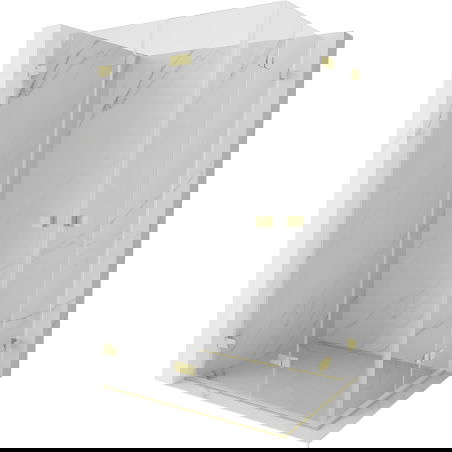 Mexen Lunar-F Duo skládací sprchový kout 90 x 85 cm, transparentní, zlatá kartáčovaná - 836-090L-085P-55-00