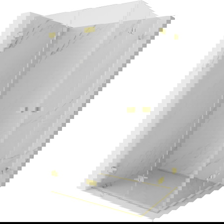 Mexen Lunar-F Duo sprchová kabina sklopná 100 x 85 cm, transparentní, zlatá kartáčovaná - 836-100L-085P-55-00